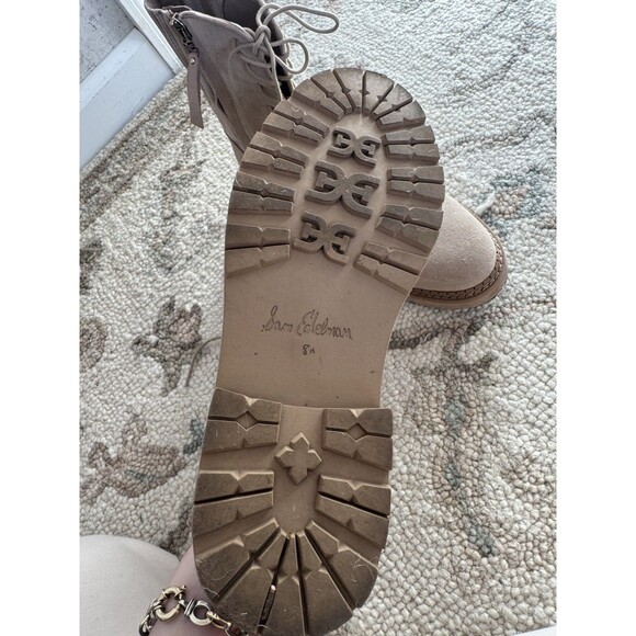 Sam Edelman Lace Up Beige Tan Suede Boots Combat Boots Lex Boot 8.5 - Picture 10 of 10